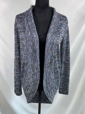 Aeropostale Marled Knit Open Front Cardigan Blue Black Women M Cozy